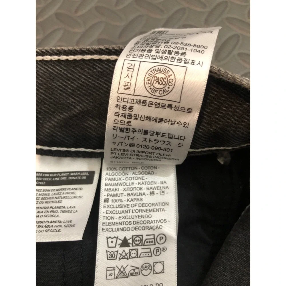 Levi's Ribcage Straight Ankle Jeans Womens 32 Black High Rise Snap Buttons